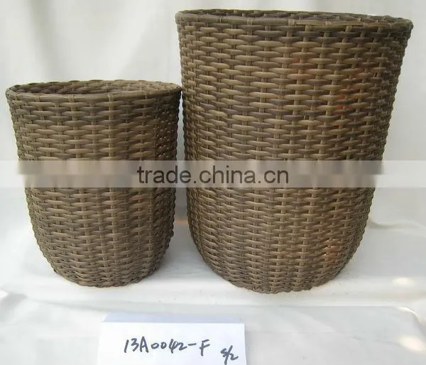 oval gray pe woven basket