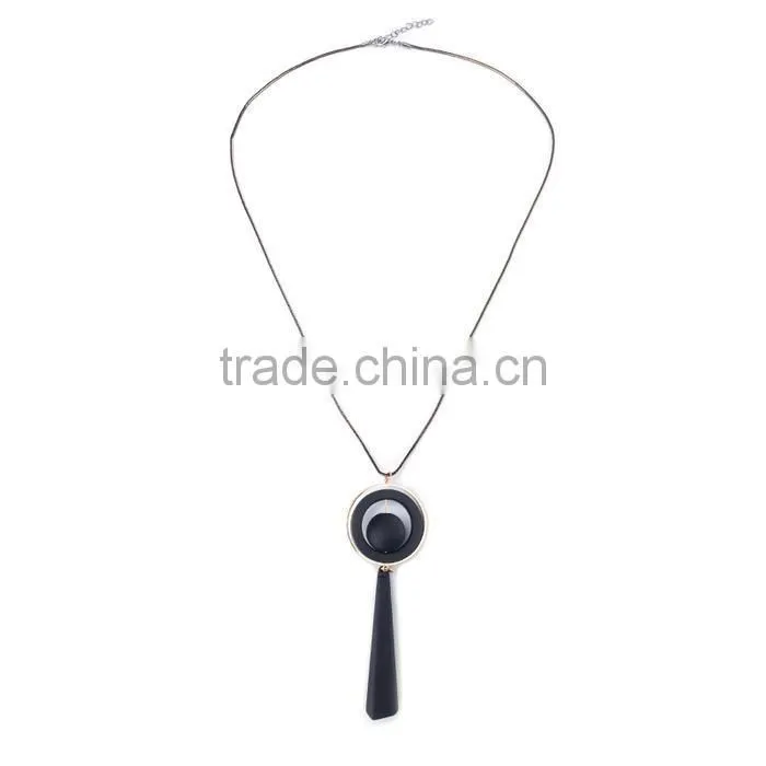 chunky bead ball wood hoop gold hoop rubber strip pendant necklace long geometric necklace
