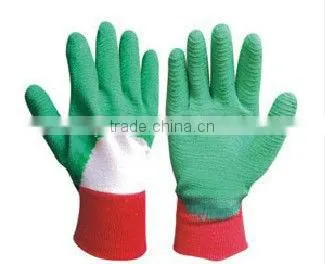CR Latex coated gloves,jersey line,knitted wrist,open back