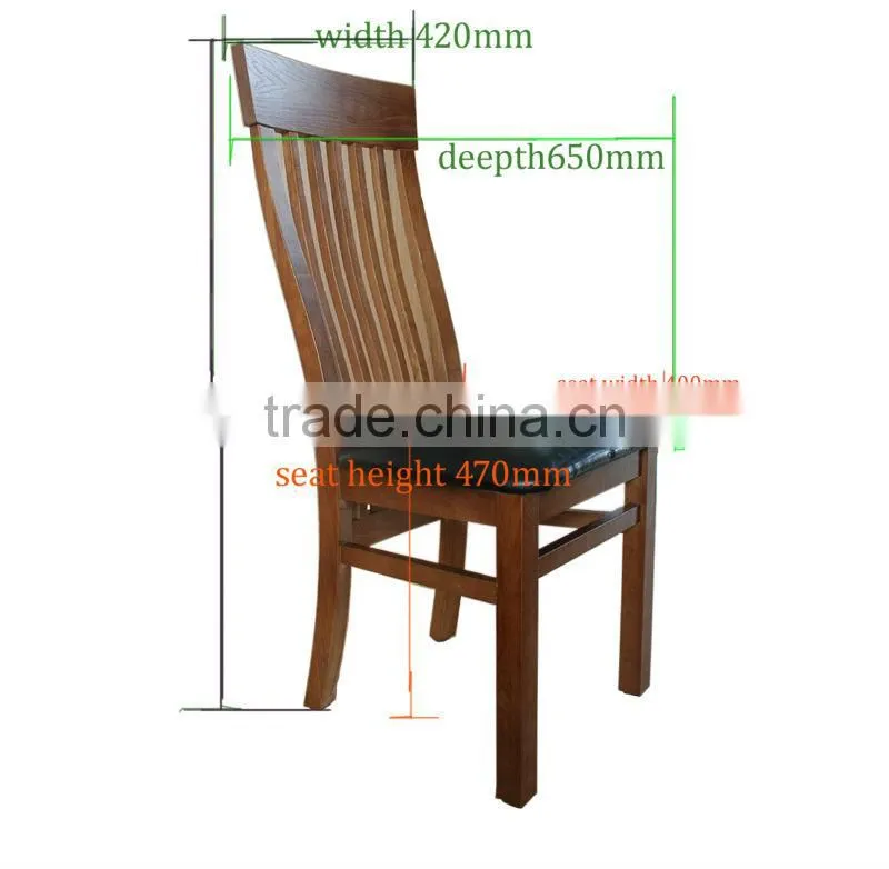restaurant furniture solid wood dining chair with PU leather seat