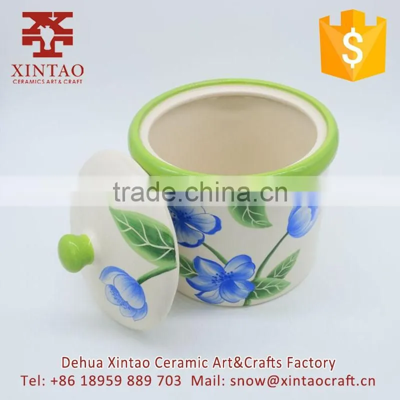 Gifts and craft ceramic storage containers jars canister set white with flower