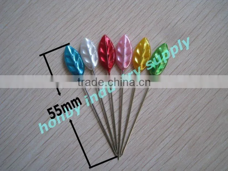 Wheel packing 55mm leaf shaped decorative pearl head pin