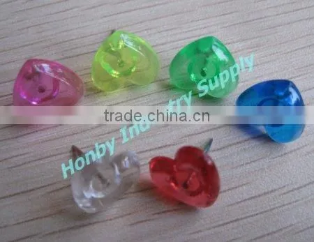 Decorative Coloured 13mm Plastic Heart Shaped Thumbtack