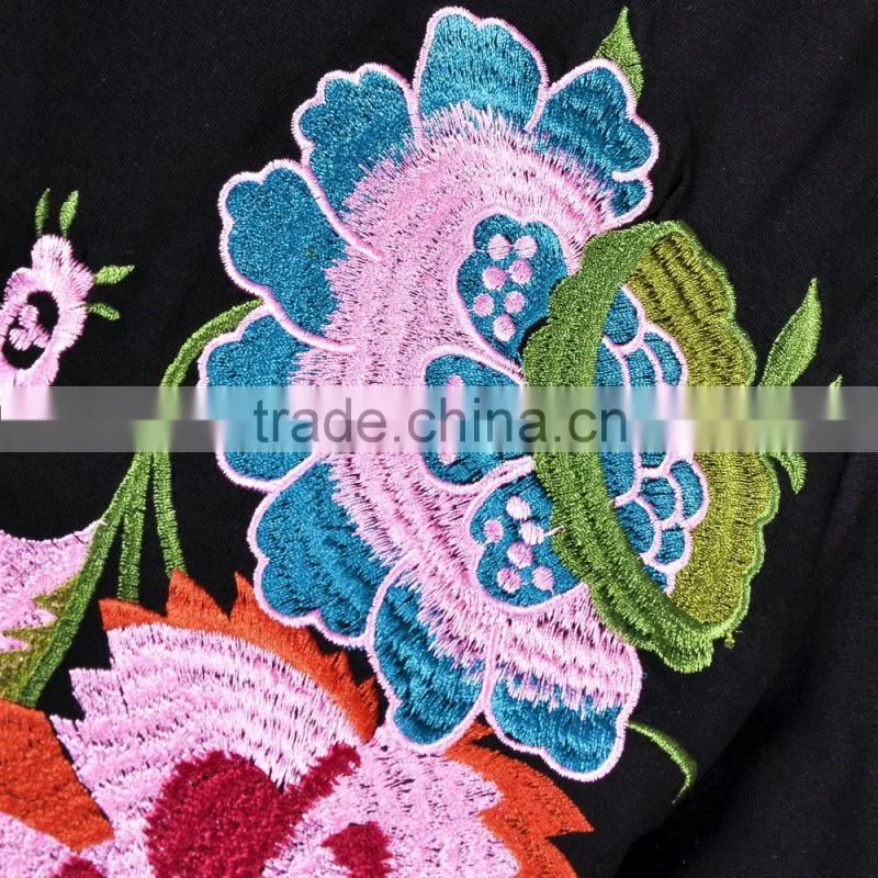 2016 Fashon lady embroidery pattern t shirts casual women t shirts cotton
