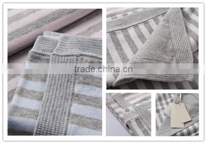 Health Cotton Knitted Baby Blanket, Baby Knitted Stripe Blanket,Baby Hooded Towel Blanket