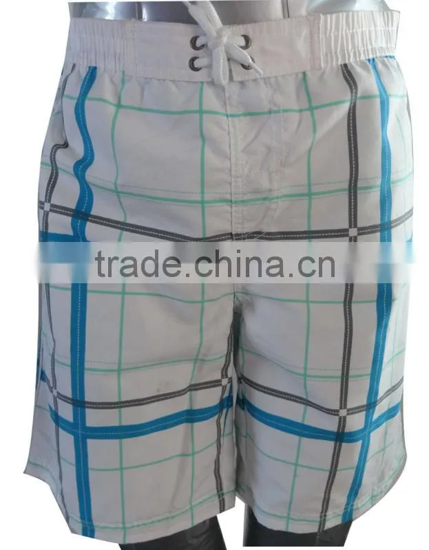 Men's plaid boardshorts with stretched