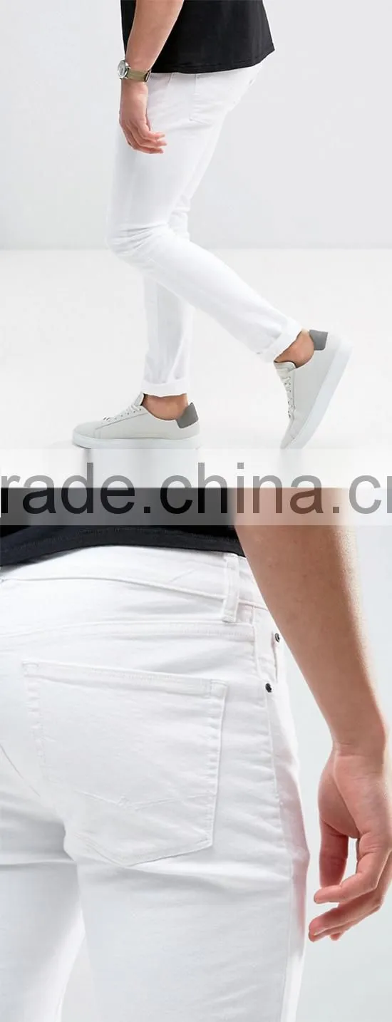 Hign quality spray on jeans men super skinny stretch fit blank jeans in black and white