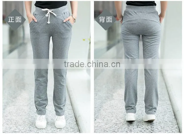 Wholesale Skinny Fitted 100% Polyester Spandex Yoga Sweat pants with Side Pocket for Women