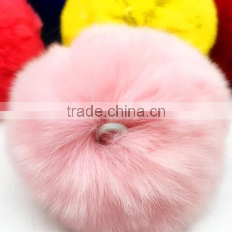 DIY handmade smooth colourful rex rabbit fur pom poms for keychain garment and shoese