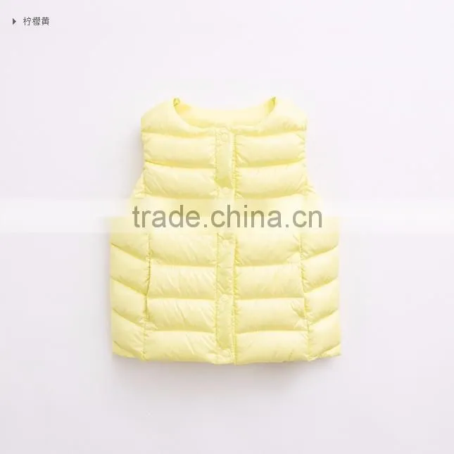 high quality casual boys winter down feather filled kids padded vests