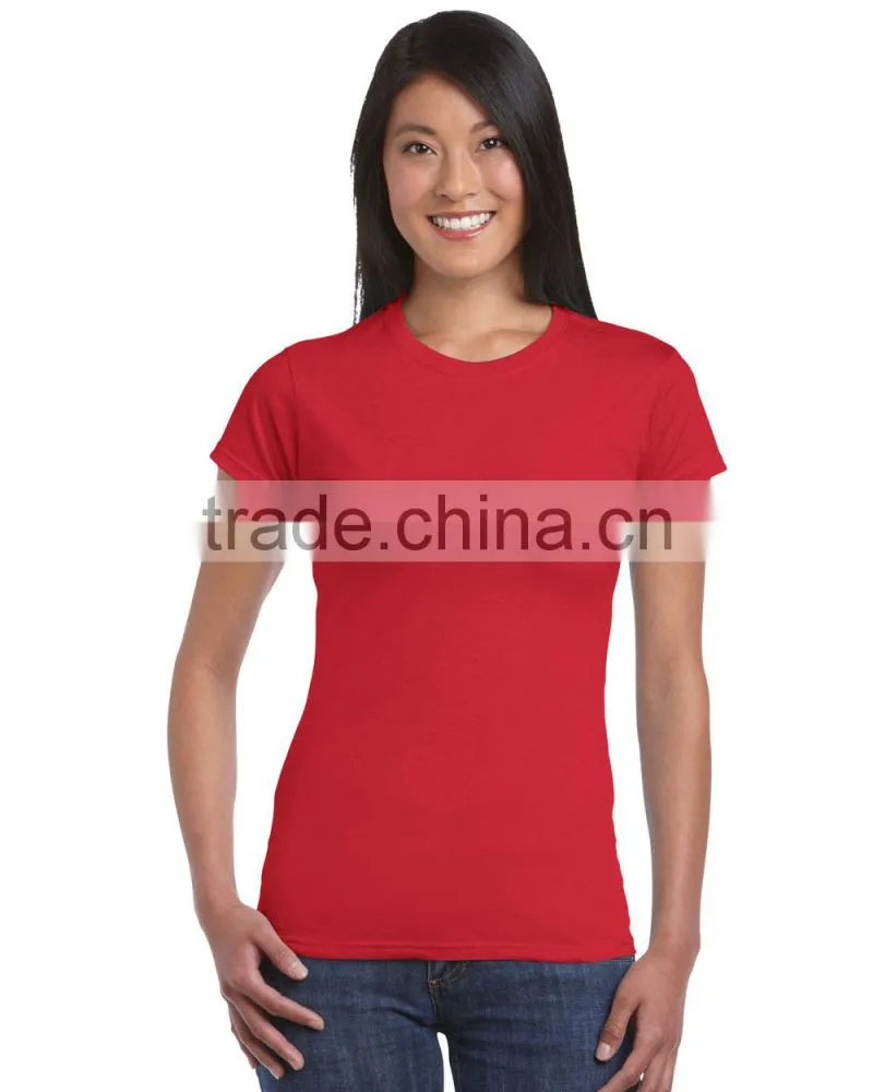 wholesale good quality pure cotton bulk women round neck plain t shirt