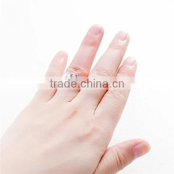 Copper Open Adjustable Rings Silver Plated Hollow Heart