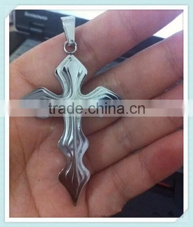 Necklace pendants Men's Silver Blue Stainless Steel Cross Pendant W/ Free Chain Necklace