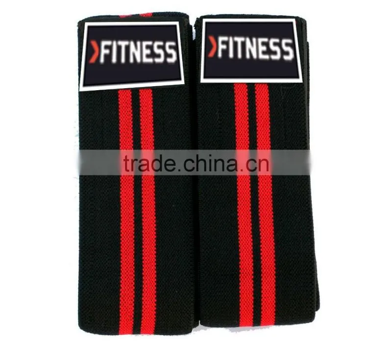 Power Weight Lifting Elasticated Knee Bandage Wraps Gym Training Straps Support