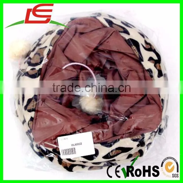Foldable Leopard Print Plush Pet Cat Tunnel Toys