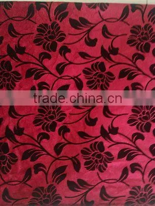 hot sale 100% polyester flock printing fabric with hot stamping for upholstery
