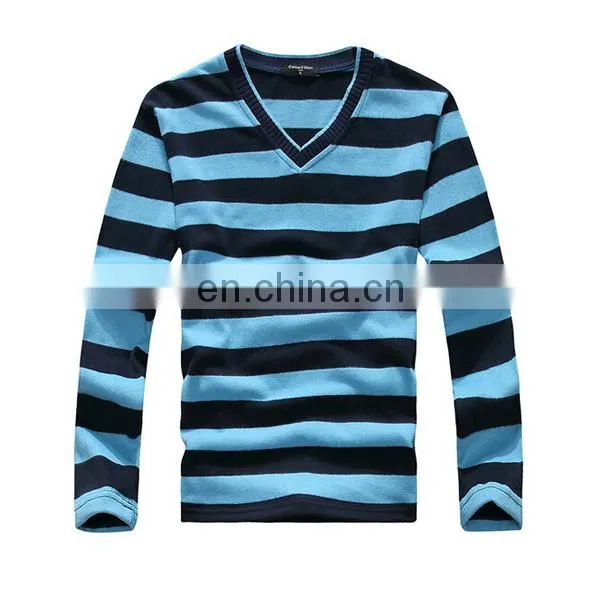 Mens Long Sleeve 100% Cotton Striped T-Shirts