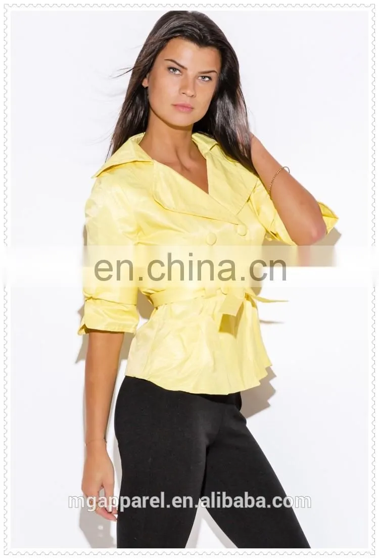 high quality lady yellow double breasted half sleeve jacket nepal low price