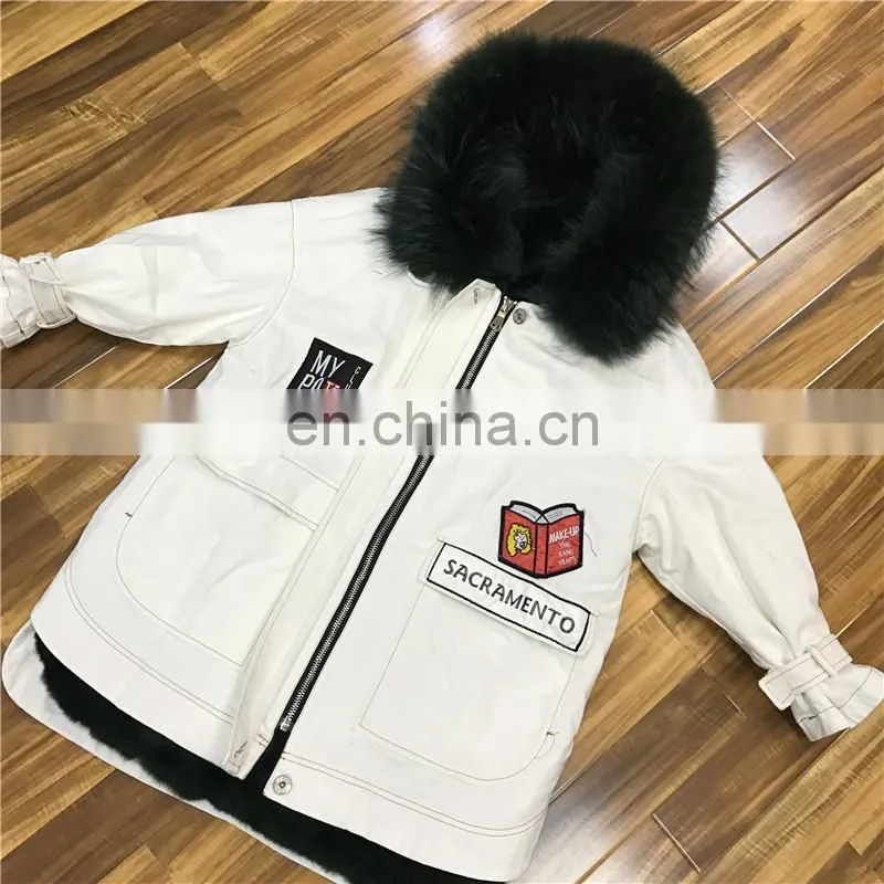 Winter Warm Fashion Real Sheep Fur Army Parka Custom Hooded Fur Women Parka