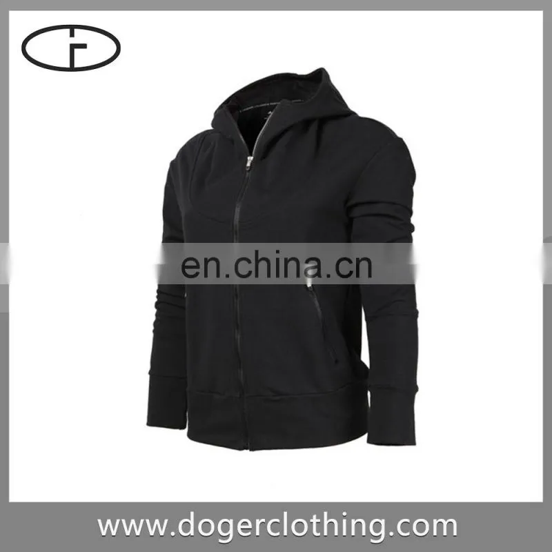 black high quality slim hoodie with zipper side pocket