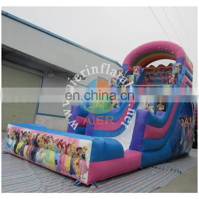 excellent quality long inflatable water slide pool / princess outdoor water slide inflatable for sale