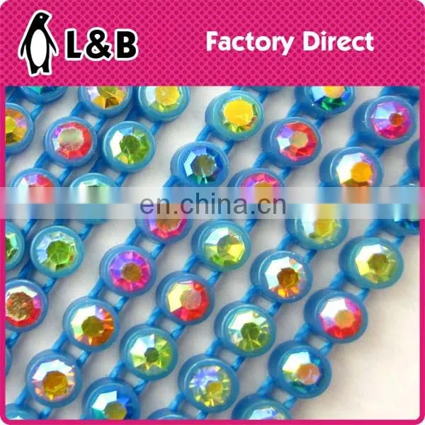garment accessory SS6/SS8 plastic multi colors rhinestone banding