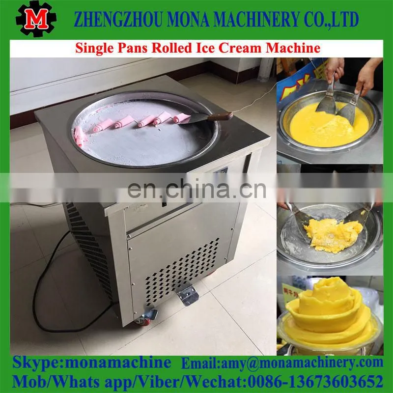 Widely Welcome Double 50cm round pans with 10 cooling barrels/tanks Thai fried ice cream machine for sale