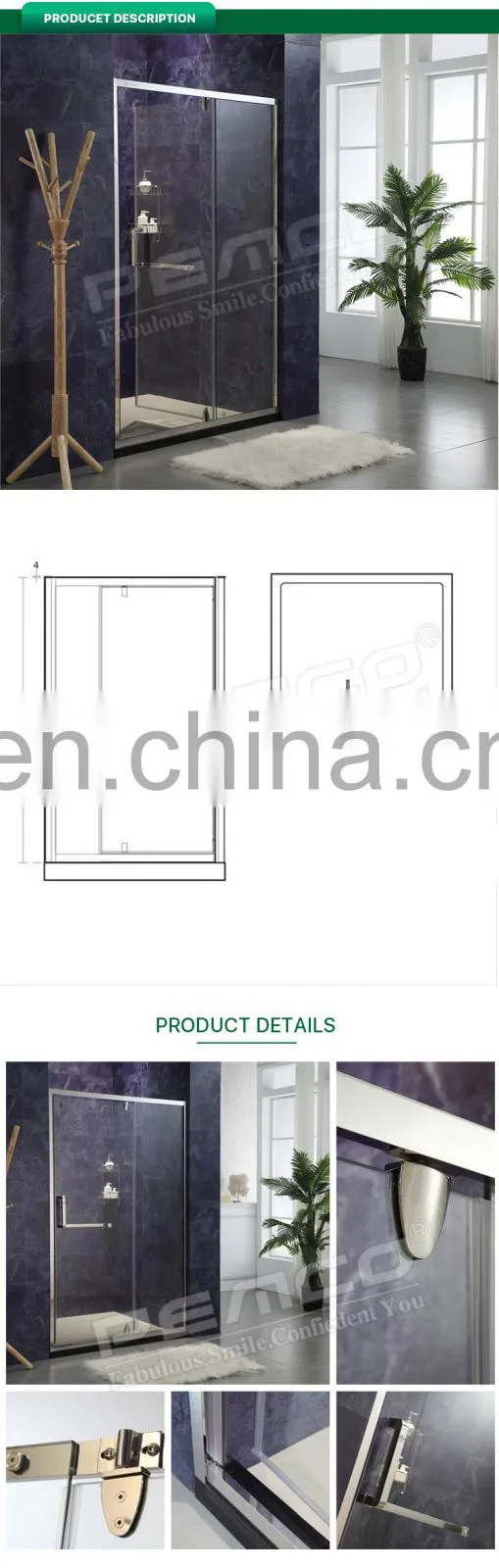 Cheapest stainless steel shower enclosure tempered Glass shower cubicle with frame