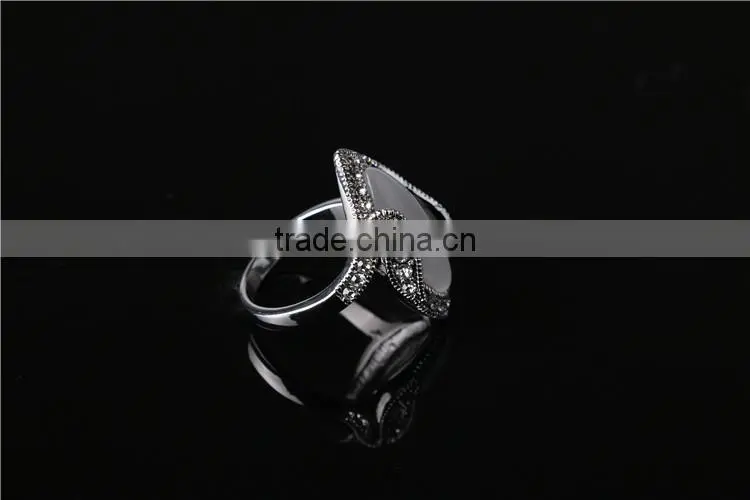 Trendy silver cat eye stone rings,middle finger ring