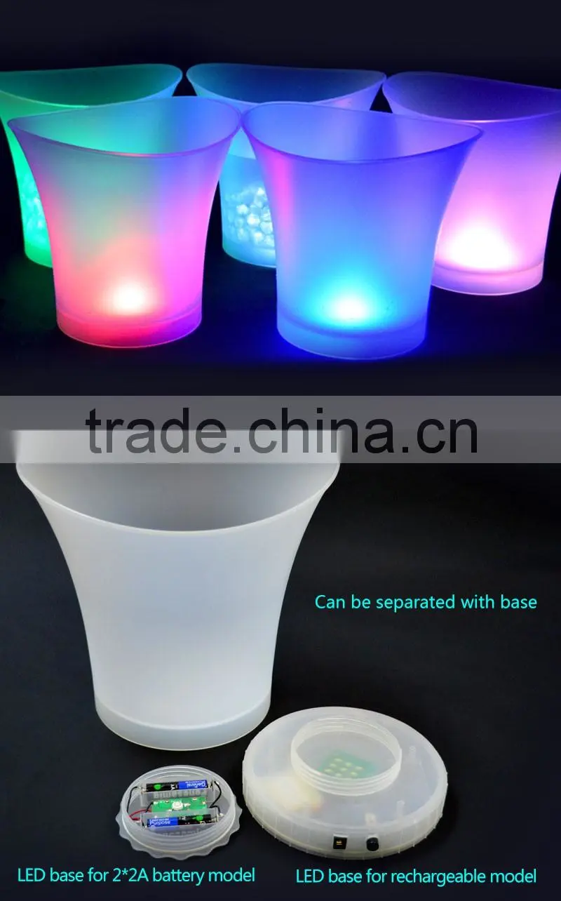 Plastic Material waterproof color changing LED party bar ice bucket