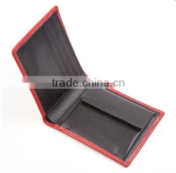 100% handmade premium calf leather coin wallet in red with black interior genuine leather slim coin wallet