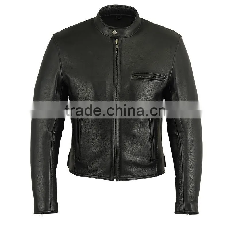 Classic Vintage Black leather biker jacket