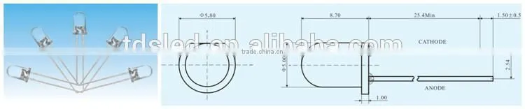 through hole 5mm Led Diode with 15 / 20 / 30 degree viewing