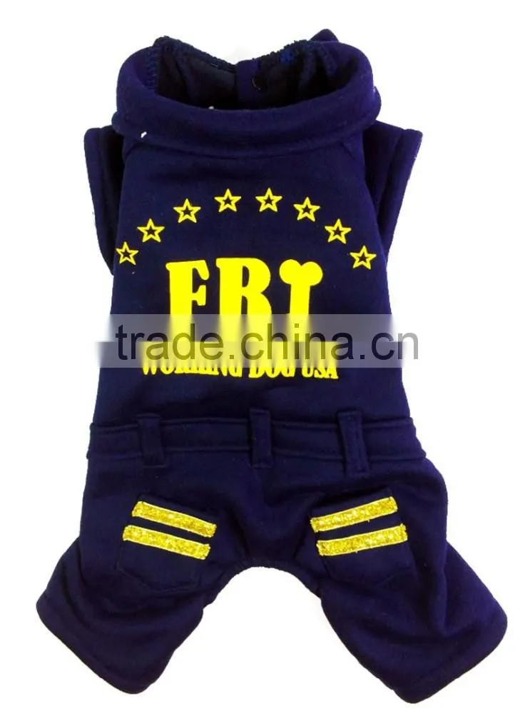 Blue Color Spring and Autumn Apparel USA FBI Printed Pet Fleece Dog Clothes