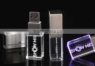 Christmas gifts LED crystal flash drive 16gb
