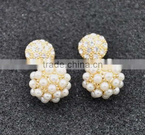 Latest design of pearl earrings pearl ball earring double pearl earrings
