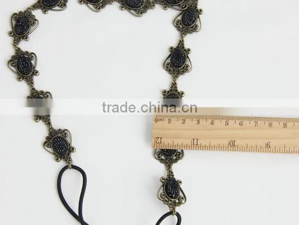 Handmade Retro Elegant Black Crystal Elastic Stretchy Hair Band Headband