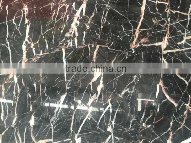 Cheap Chinese black marble with white, red vines