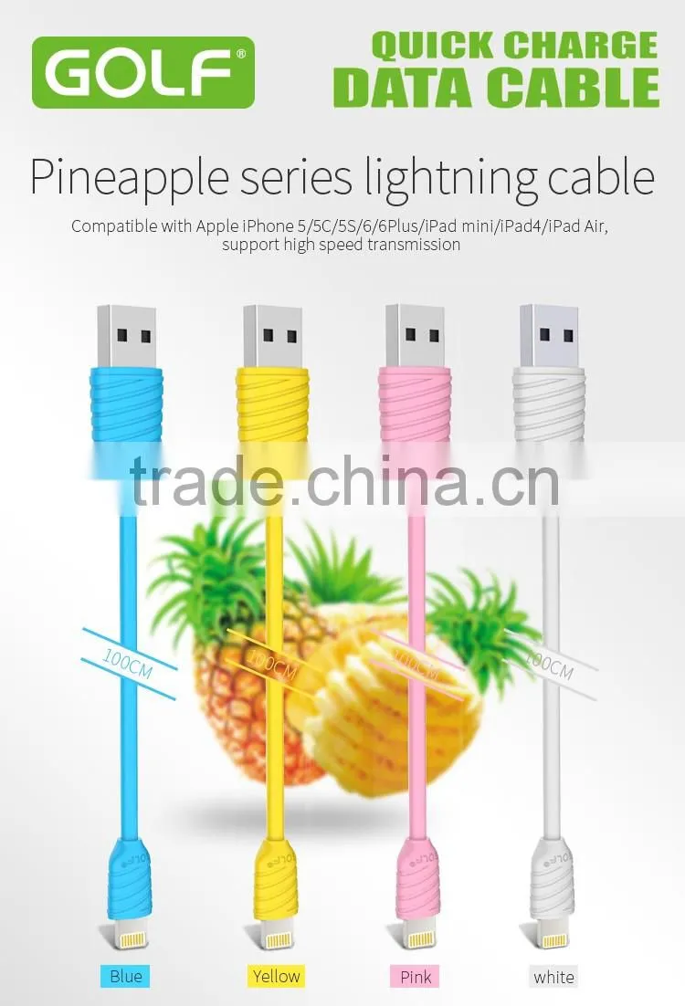 GOLF 2.1A Pineapple Series usb cable for iphone5/5s/5c 1m quick charge and data pinepple cable for iphone 6/6s/6plus