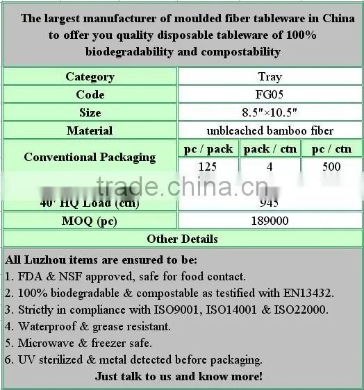 Disposable Biodegradable 5-compartment Ovenable Paper Food Tray