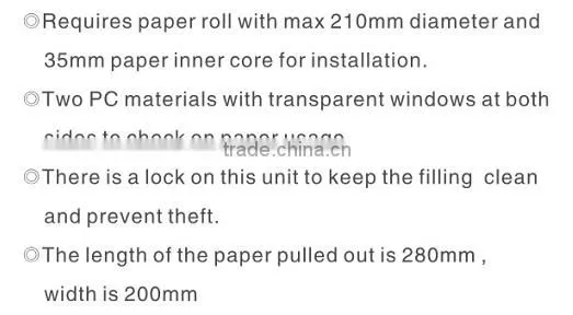 plastic jumbo roll auto cut tissue dispenser