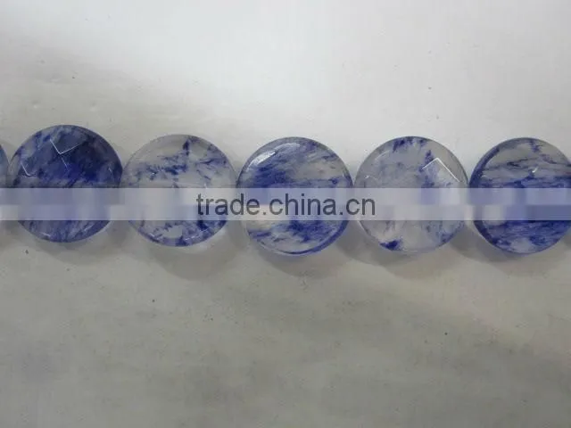 Blue Cherry Quartz faceted coin