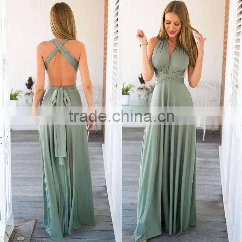 2016 Fashion Women Multi Way Convertible Wrap Dress Prom Gown Evening Formal Dress