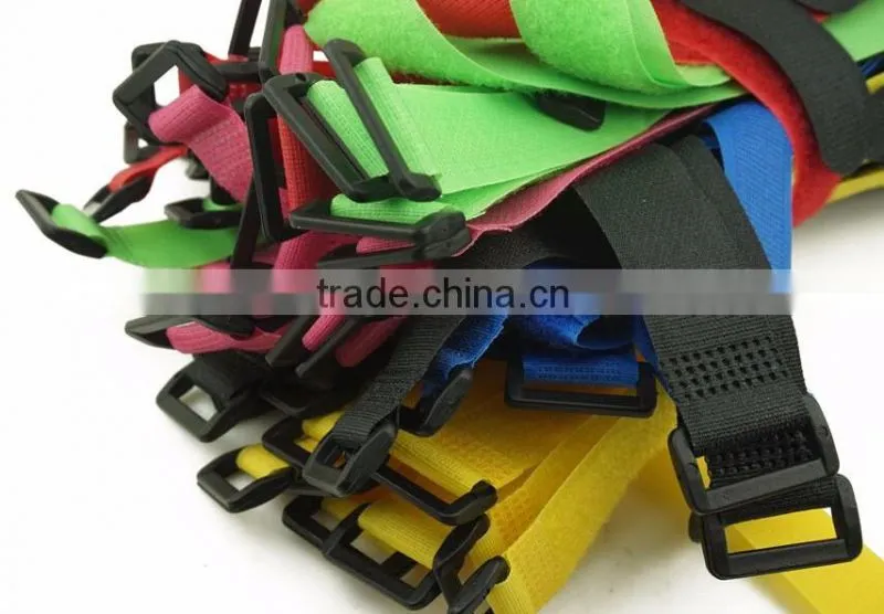 Nylon Buckle Adjustable Hook And Loop Straps Belt Wrap Cable Tie