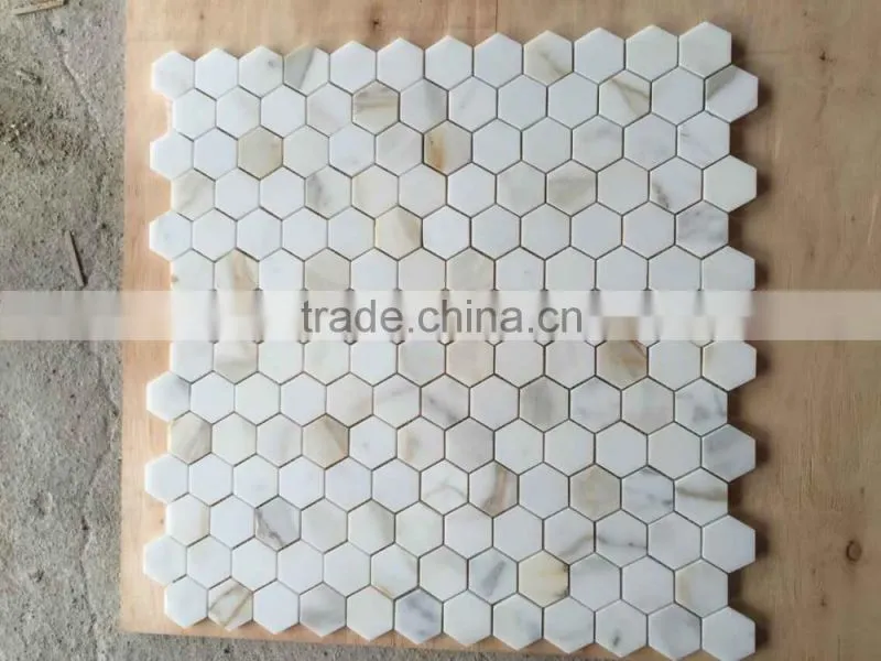 High Quality Polished Calacatta Gold Marble Mosaic for floor mosaic and Wall Mosaic