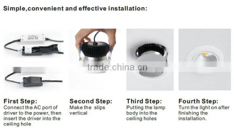 Low height 52mm brass aluminum 6w cob led downlight dimmable with factory price