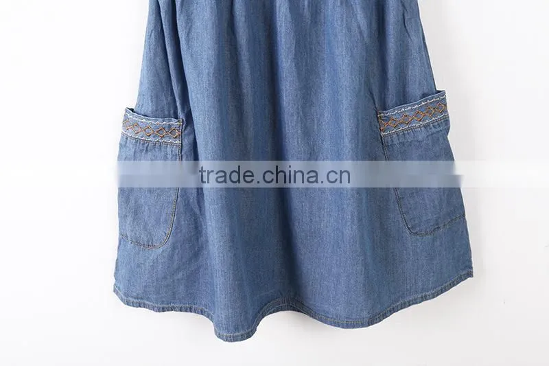 2015 fashion high quality Most Fashion short sleeve denim halter dress For Women ladies Europe Casual Dress women dresses