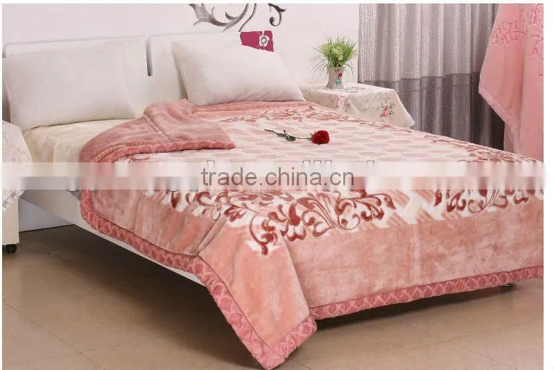 100% polyester printed and special carving raschel blanket 5kg