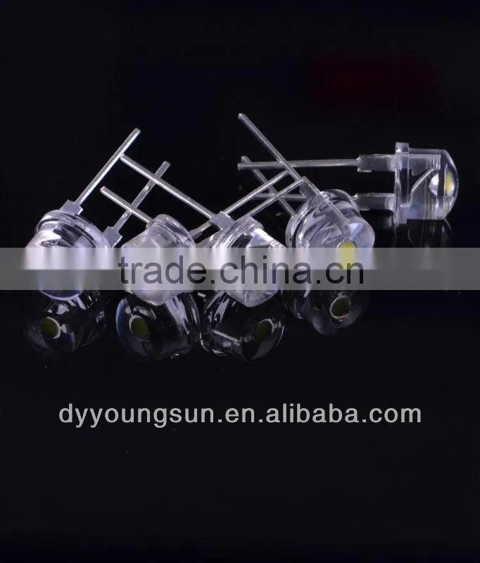 high brightness water clear 8mm 0.25w straw hat led diode