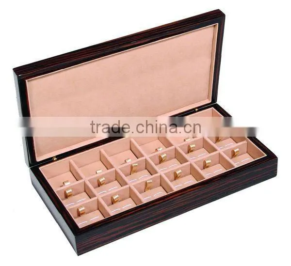 High gloss ebony finish 6 pair small wooden jewelry box